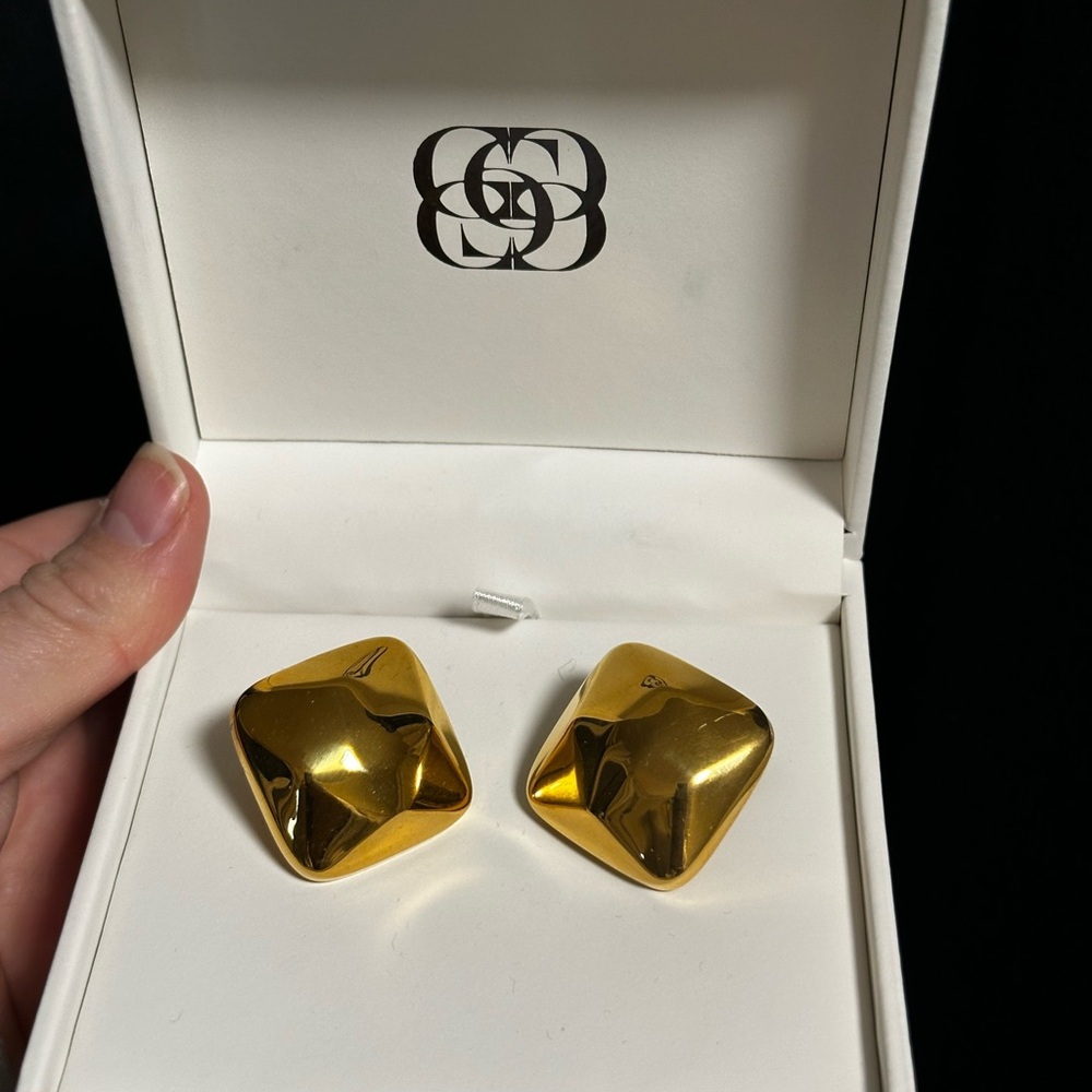 CENDRE Gigi Gold Tone Square Earrings ▫️💛